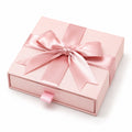 Boîte cadeau 20 x 20 x 6 cm en carton rose avec ruban en satin - Fermeture à nœud
