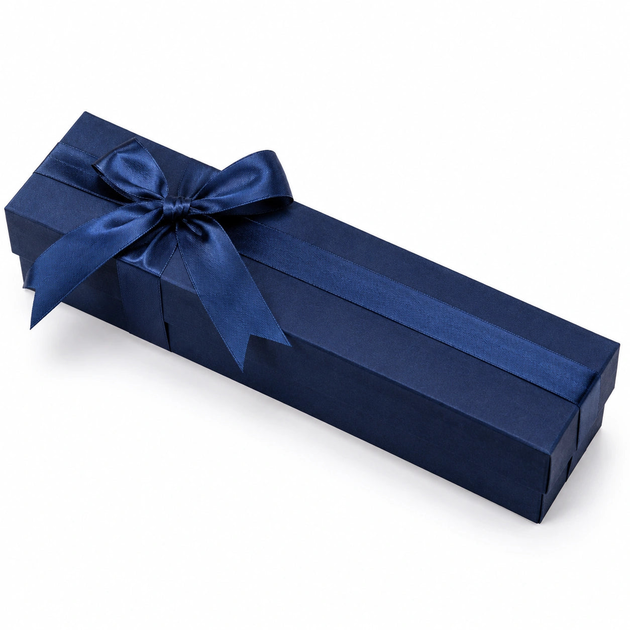 Boîte cadeau 25 cm en carton bleu marine avec ruban satin style élégant