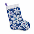 Chaussette décorative de Noël 45 cm en feutre bleu à flocons