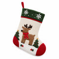 Botte de Noël 45 cm en feutre blanc rouge vert à suspendre motif renne