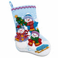 Chaussette décorative 45 cm en feutrine bleu clair à suspendre style hivernal