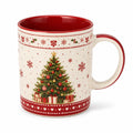 Mug en céramique 9 cm rouge et blanc pour boissons chaudes à motifs hivernaux