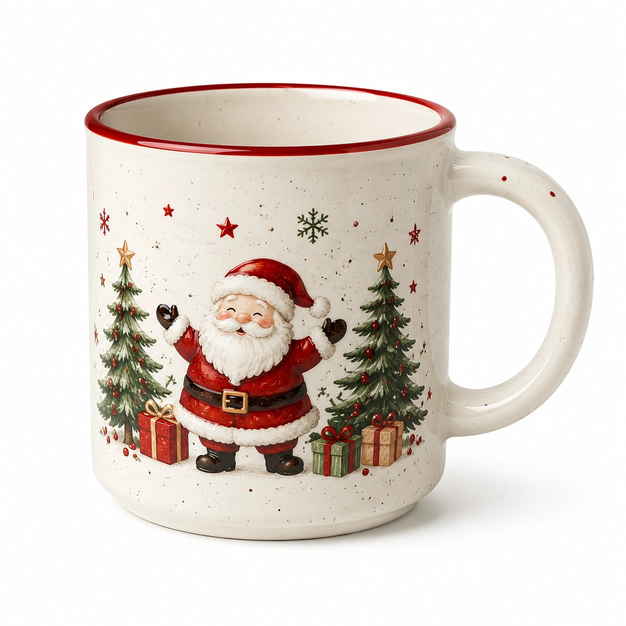 Mug en céramique 350 ml blanc rouge à motif Père Noël style festif