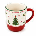 Mug en céramique 0.45 L rouge et blanc à motif sapin style festif