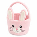 Panier de rangement lapin diamètre 20 cm en polyester rose avec poignée souple