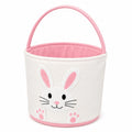 Panier de rangement rond 20 x 20 cm en tissu blanc rose à poignée motif lapin