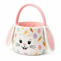 Panier de rangement textile 25 x 18 cm rose motif lapin poignée souple