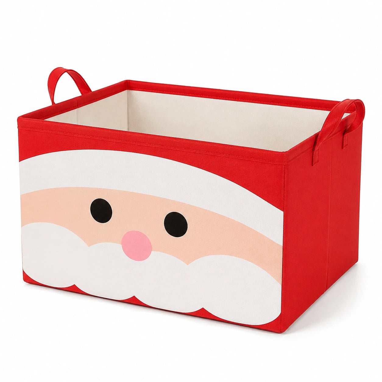 Boîte de rangement 33 x 33 x 33 cm en tissu rouge motif Père Noël pliable