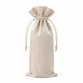Sac cadeau bouteille 12 x 12 x 35 cm en tissu tissé beige à cordon coulissant