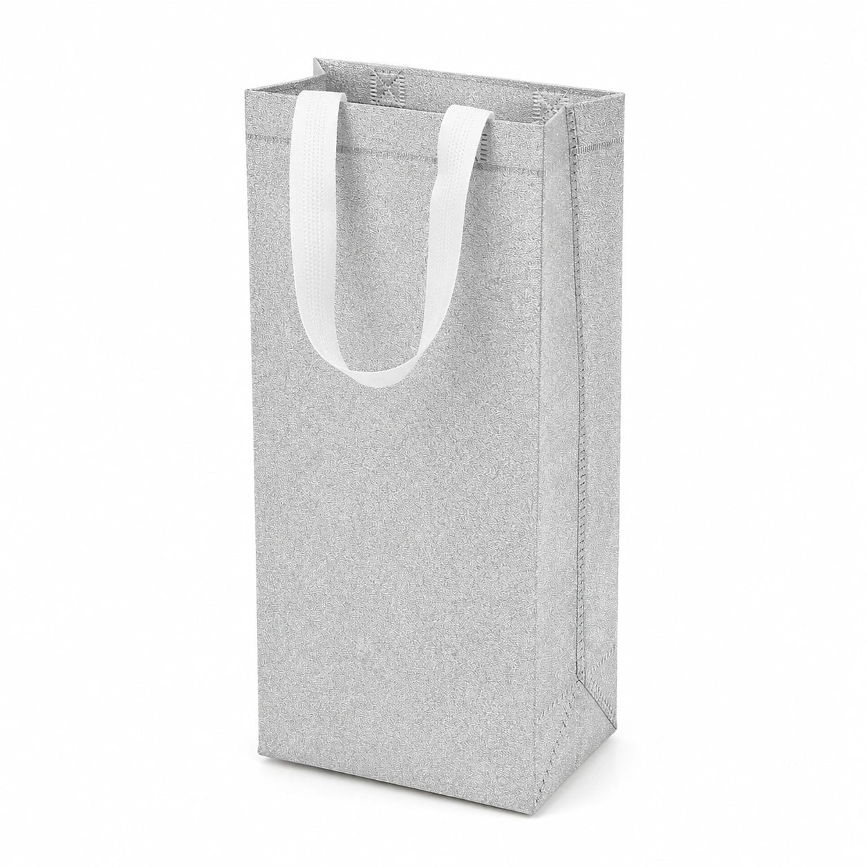 Sac cadeau 15 x 10 x 30 cm en tissu non tissé gris avec anses pour bouteille