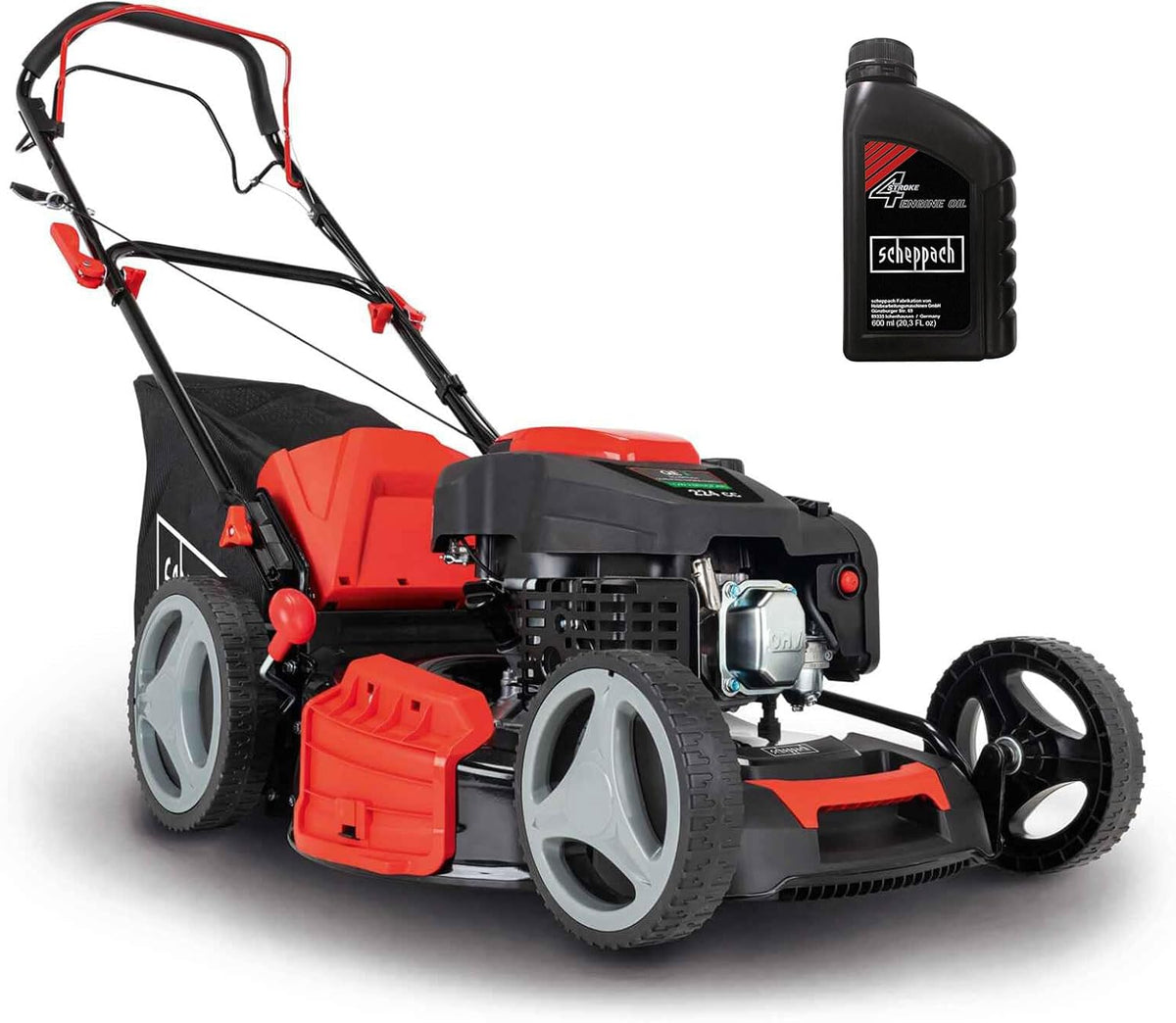 Scheppach tondeuse à gazon, 4400 W, 53 cm, 1800 m, 65 l, Noir/Gris, à Essence MS230-53, Moteur 4 Temps 6 CV