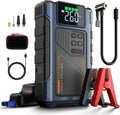 Geeneu Démarreurs, 12 V, Noir/Gris, Chargeur de batterie de voiture avec compresseur d'air, boîte de démarrage 4000 A pour batterie de voiture