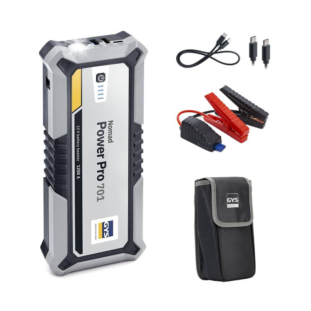 GYS batterie, 12 V, 6 Ah, Gris/Noir, Nomad Power Pro 701, Démarreur/Booster Lithium Portable 2000A, Véhicules (Moto
