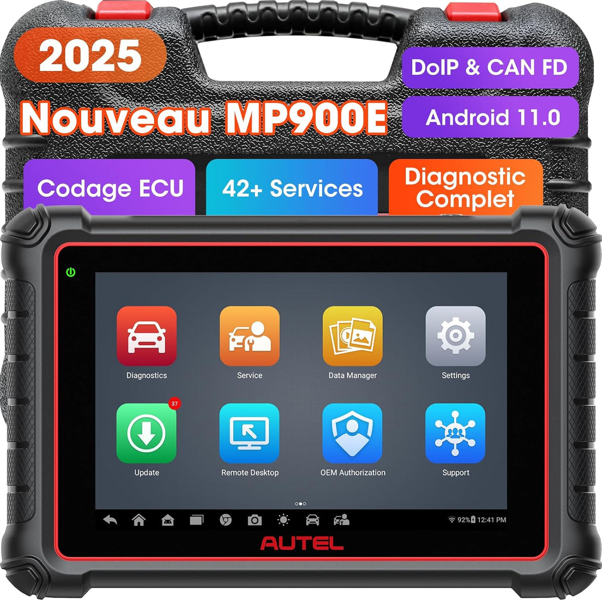 Autel Outils diagnostics pour système de moteur OBD-II, Bleu/Noir, MaxiPRO MP900E Scanner, Codage ECU Avancé comme MK906 Pro MS906 Pro