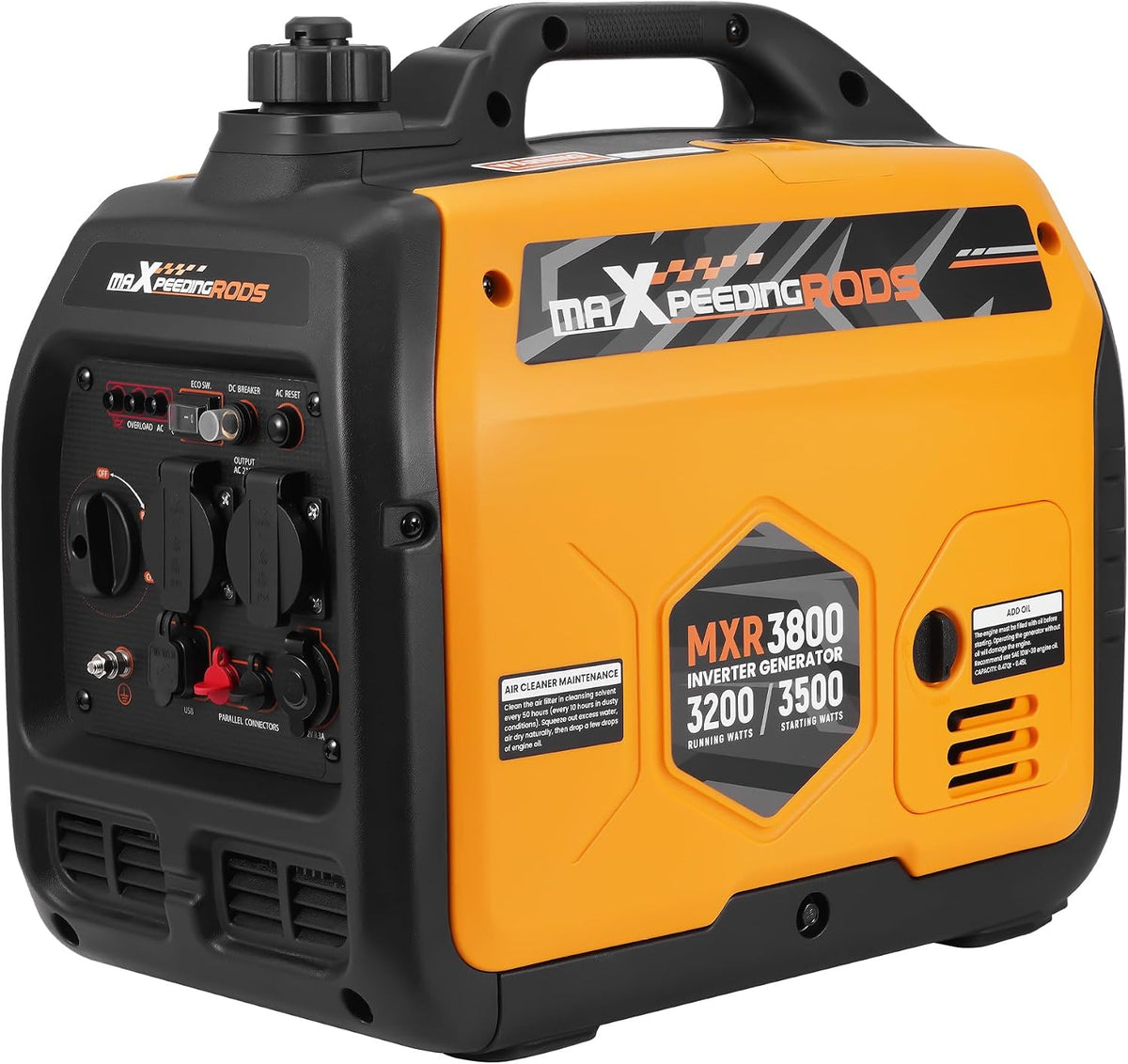 maXpeedingrods Groupes éléctrogènes, 3500 W, Orange/Noir, Groupe Electrogene Silencieux Inverter Essence