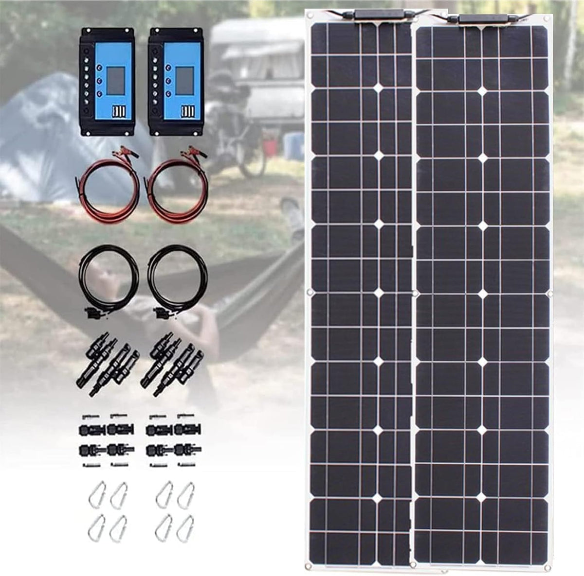 ITOSUI panneau solaire, 400 W, 200 W, 12 V, Gris/Violet, Kit de avec contrôleur de charge (40 A), idéal pour le camping et les véhicules