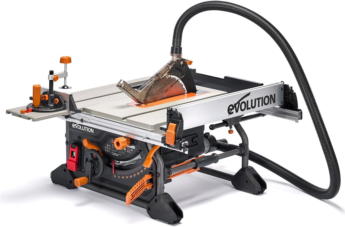 Scies circulaires à table Evolution Power Tools, 1800w, Gris/Blanc, Chanfrein De 45˚, Angle De Coupe En Onglet De +/- 60˚