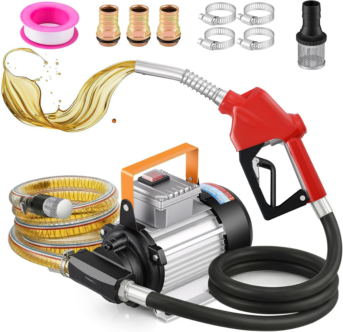 Mxmoonant Pompes à carburant électrique, 230 V, 750 W, 60 L, Gris/Noir, Kit pompe à engrenages diesel