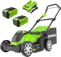 Greenworks tondeuse à gazon, 500 m, 41 cm, 50 L, 40 V, 2 Ah, Vert/Noir, G40LM41K2X sans Fil pour Pelouses Jusqu'à ²
