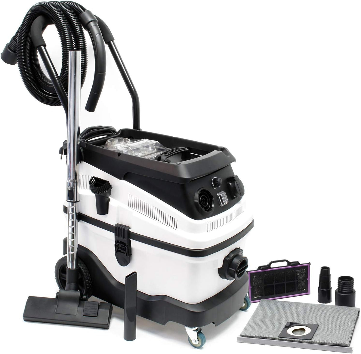 WilTec aspirateur eau et poussière, 1600 W, 30 L, Noir/Gris