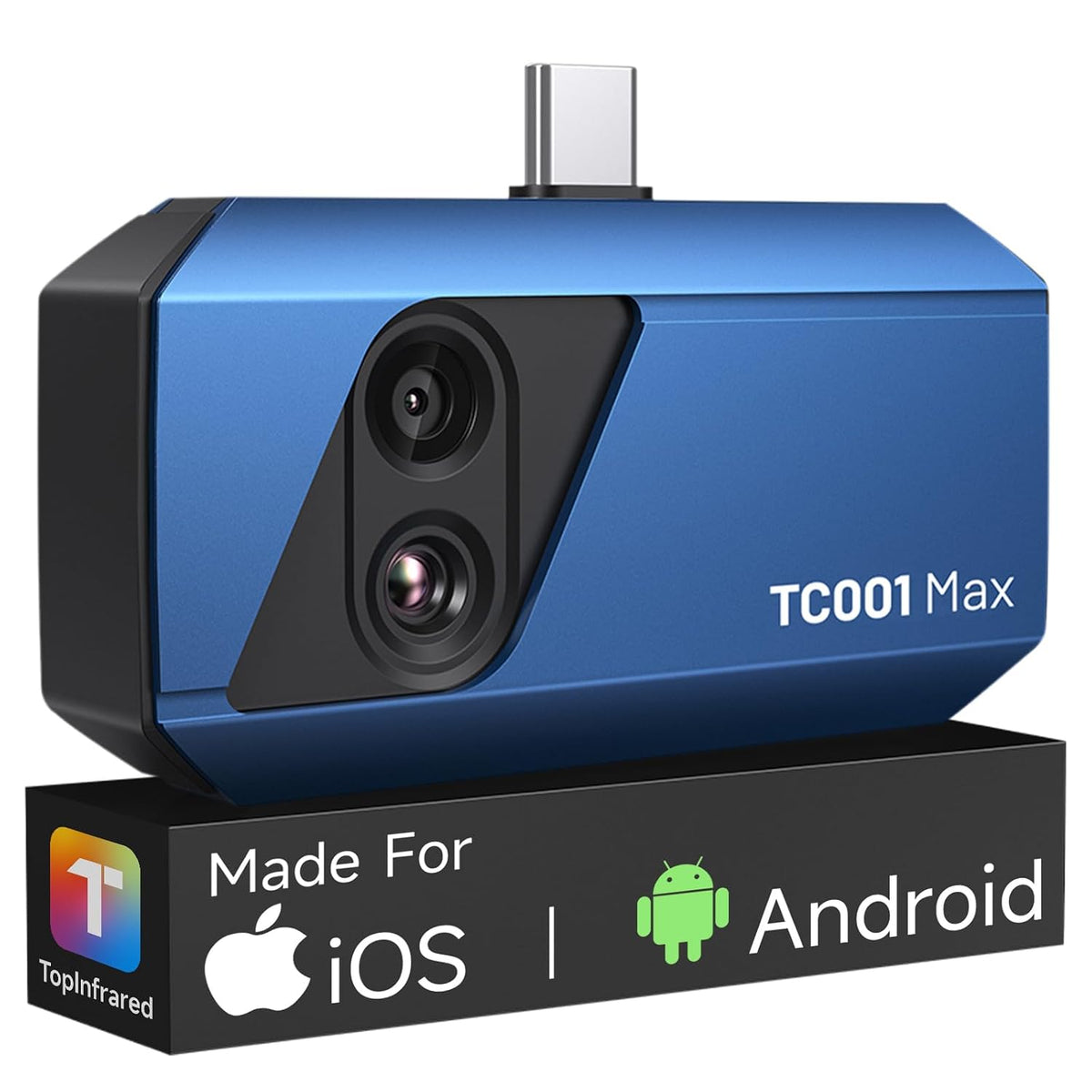 TOPDON Imageurs thermiques, 512×384, Bleu/Noir, Caméra Thermique TC001 Max pour Android iPhone, Résolution avec Caméra Visuelle 1
