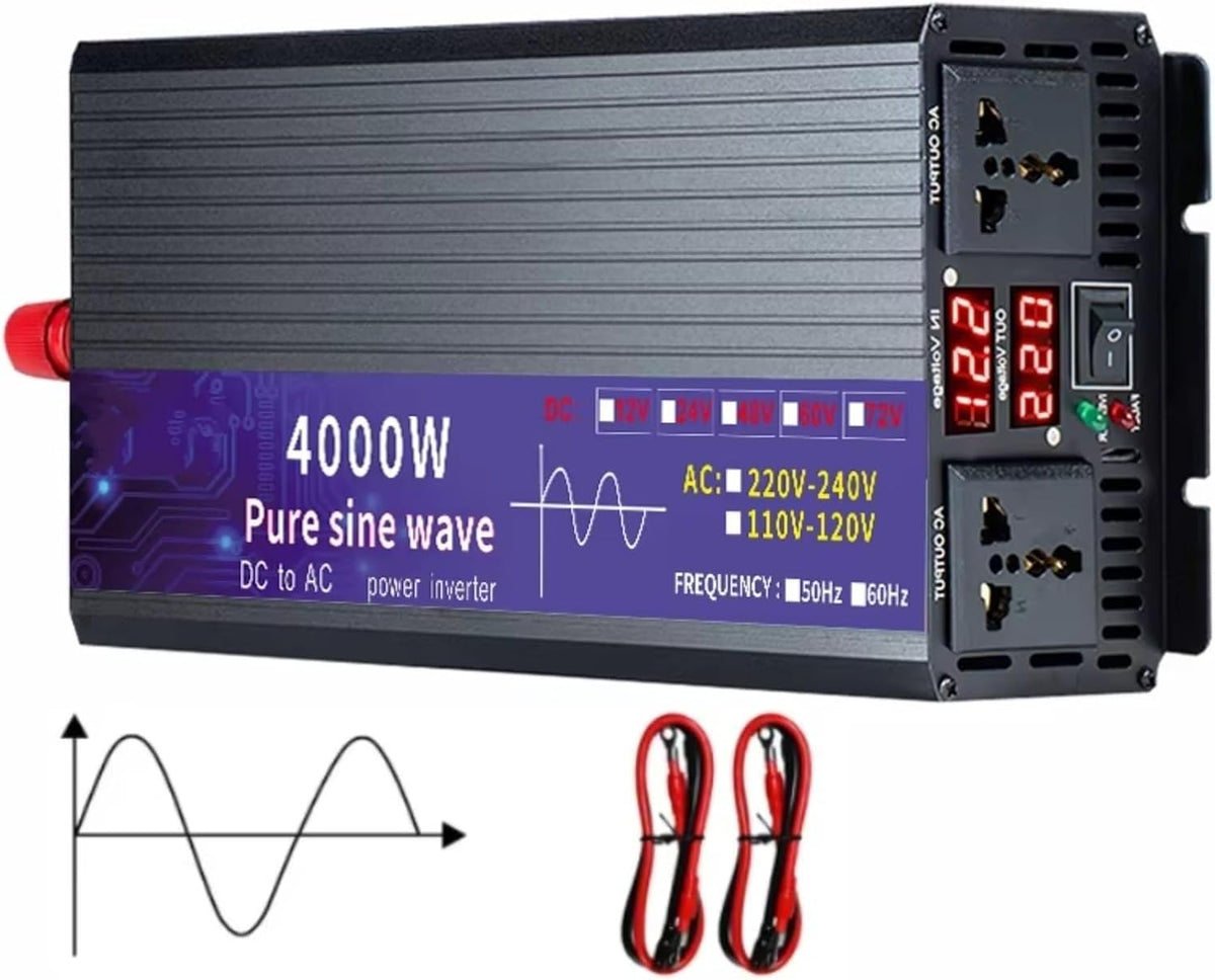 TETARI onduleur, 3000 W, 4000 W, 5000 W, 12 V, 24 V, Bleu/Noir, 110 V-120 V 60)