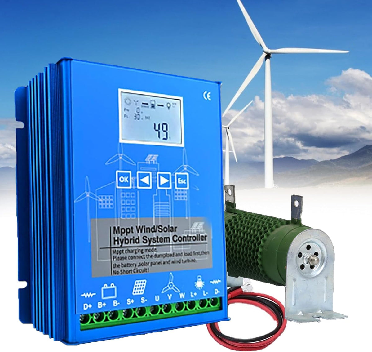 VNATWGOO Régulateurs MPPT, 15000 W, 12 V, 24 V, 48 V, Bleu, ContrôLeur De Charge Hybride Solaire éOlien