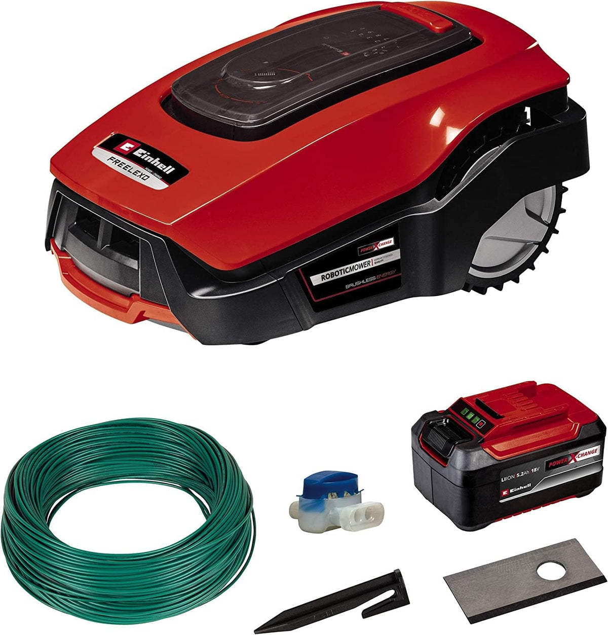 Einhell Tondeuses robot, 18 V, 1200 m, 5,2 Ah, Rouge/Noir, Robot Tondeuse FREELEXO 1200 LCD BT Power X-Change (
