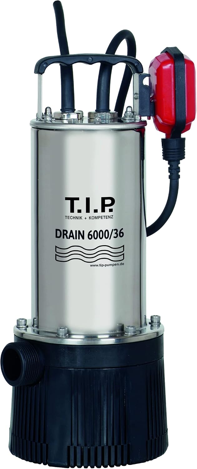 T.I.P. Pompes submersibles, 950 W, Gris/Noir, Drain 6000/36 Pompe Submersible Eaux Usées en Inox