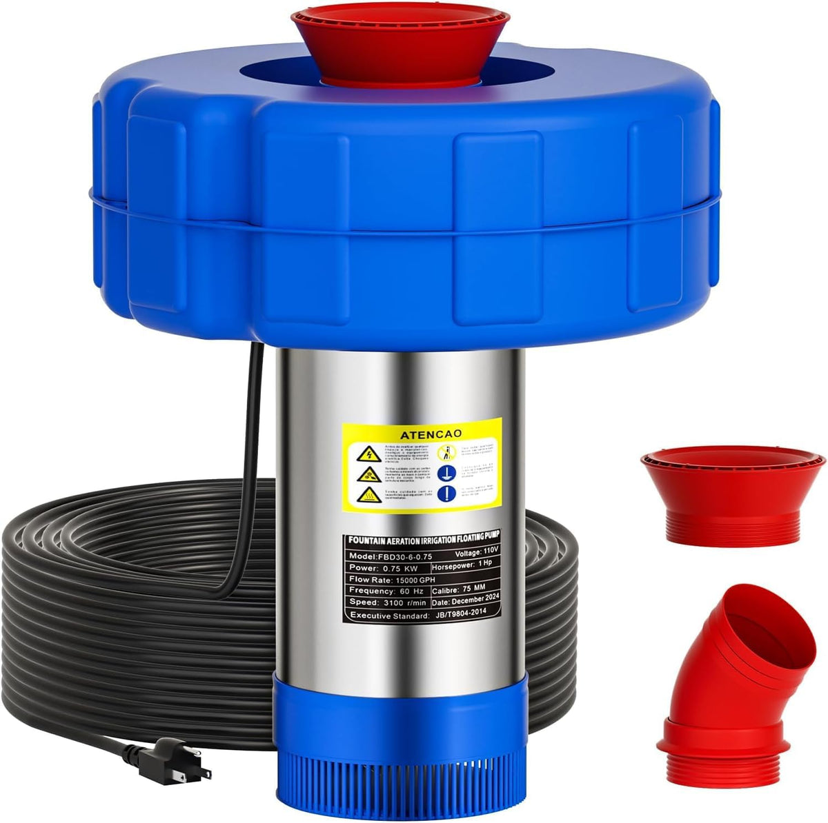 BOFEKTE Fontaines pour bassins d'agrément, 110 V, 750 W, Bleu/Noir, fontaine de bassin