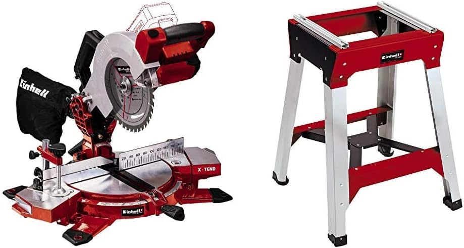 Einhell Scies d'encadreur, 18 V, 30 mm, Rouge/Gris, Scie à onglet sans fil TE-MS 18/210 Li Solo Power X-Change (