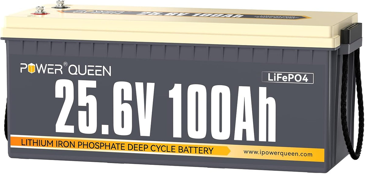 power queen batterie, 24 V, 100 Ah, Bleu, LiFePO4 avec BMS 100A, Cycles Profondes, Caravane, Système Solaire …