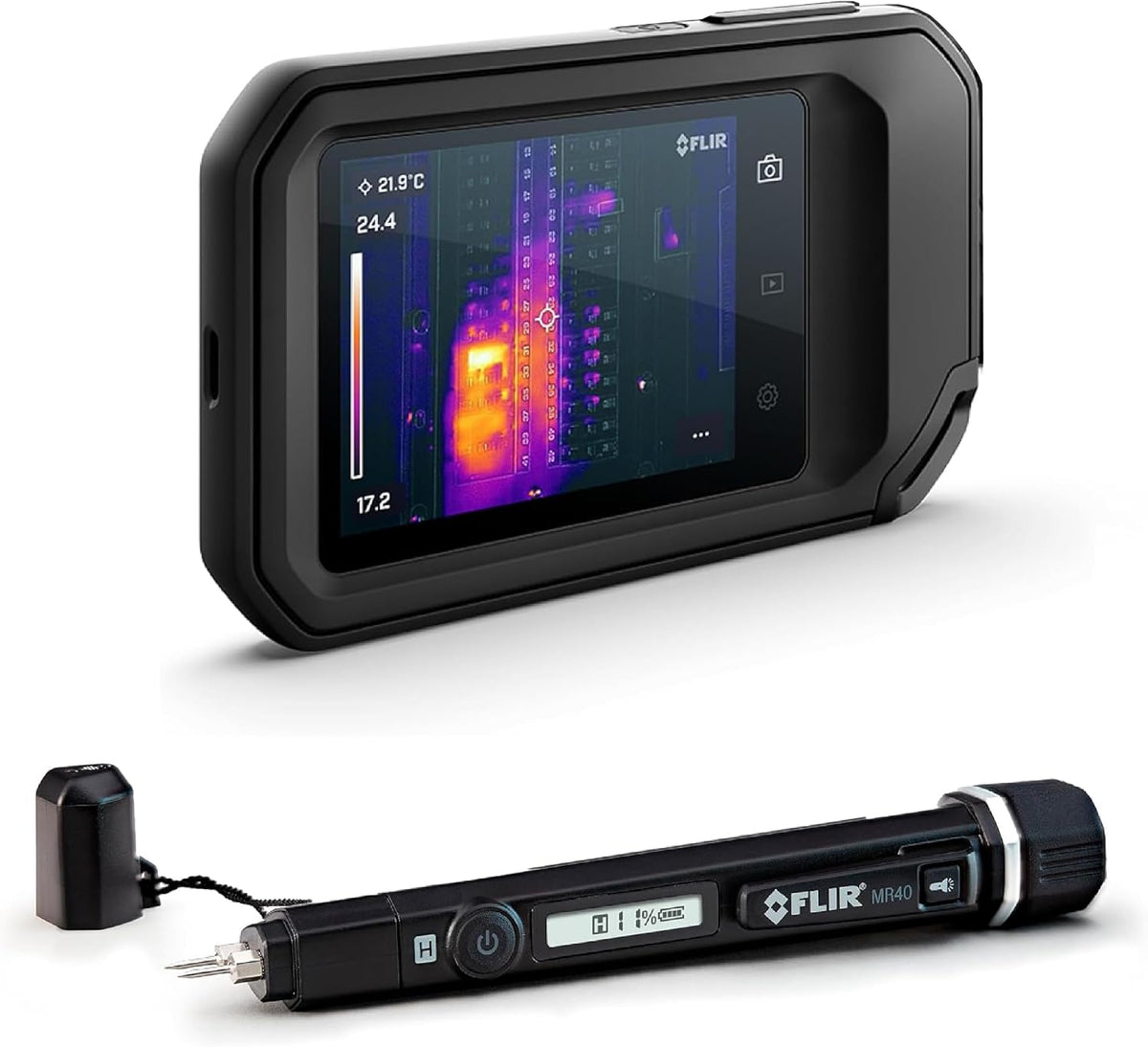 FLIR Imageurs thermiques, Noir/Bleu, mécanique + MR40 stylo d'humidité et lampe de poche, ensemble humidimètre portable de poche à échelle