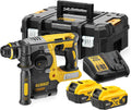 DEWALT Perceuses à percussion, 18 V, 24 mm, 5 Ah, Noir/Gris, - Perforateur sans fil SDS-Plus Brushless XR, 2 batteries