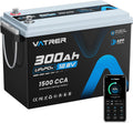 VATRER POWER batterie, 12,8 V, 300 Ah, Noir/Bleu, Lot de 2 LiFePO4, BMS 200A surveillance Bluetooth