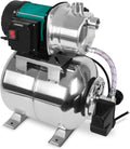 Pompes à eau utilitaires VONROC, 1000 W, 3500l, 4,4 bar, 8 m, 44 m, Argenté/Noir, Set Pompe à Eau Hydrophore d'Arrosage