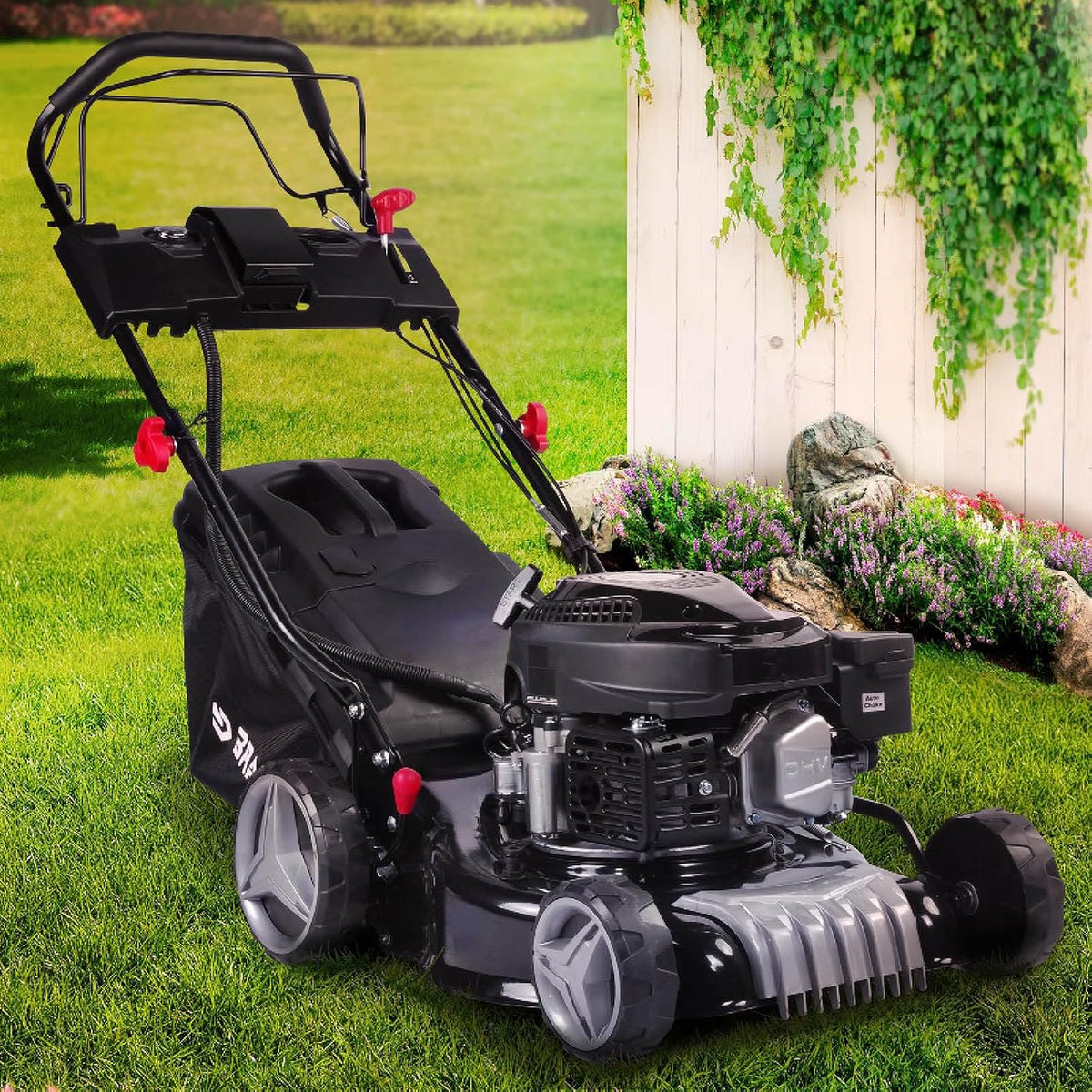 BRAST tondeuse à gazon, 3,0 kW (4,1PS) à une puissance nominale de rotation de 2 800U/min, 41 cm, 40l, 75 mm, Vert/Noir