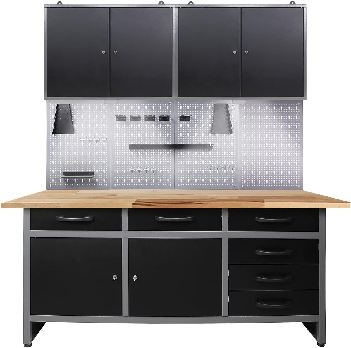 Ondis24 Établis, 160 cm, Anthracite, Établi d'Atelier à LED de Large - Finition Laminée - - Bois et Métal