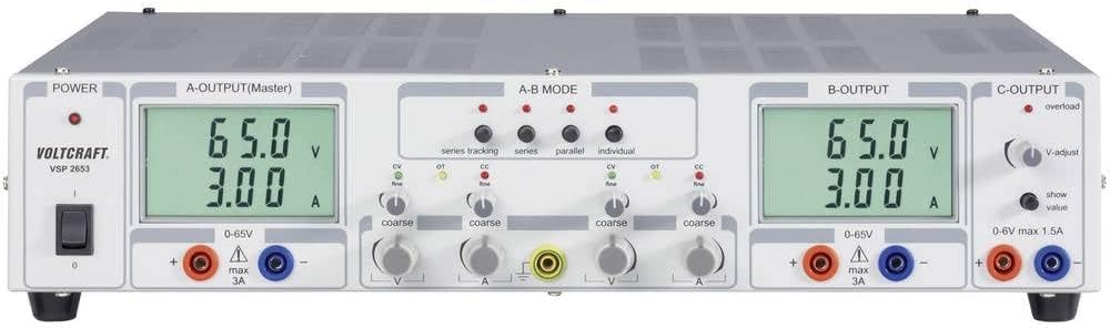 VOLTCRAFT Blocs d'alimentation, 2X 0,1, 65 V, 6 V, Gris/Blanc, Alimentation de Laboratoire réglable - /DC 3A et 0- /DC 1
