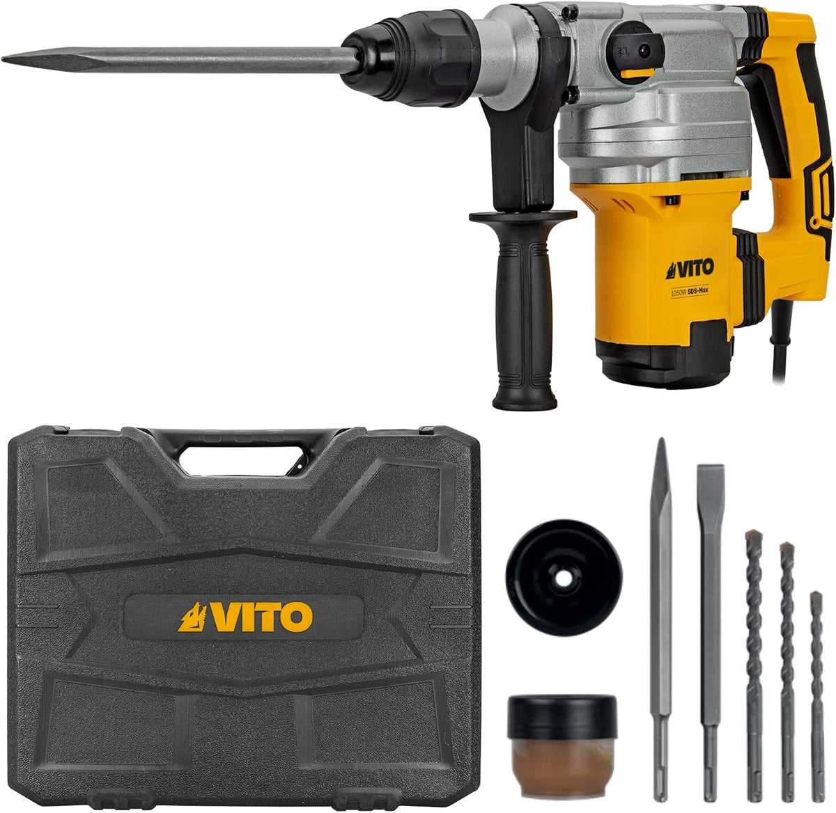 VITO Marteaux perforateurs, 410 x 105 x 270 mm Poids : 6.745 kg, 1050 W, Noir/Gris