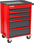 STIER Chariots de service, Rouge/Bleu, Servante d'atelier Basic+ Vide avec Couvercle en Plastique