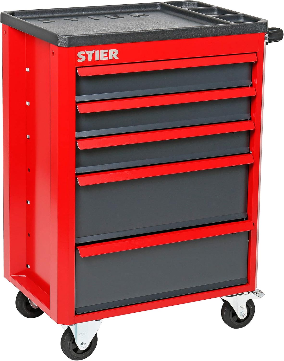 STIER Chariots de service, Rouge/Bleu, Servante d'atelier Basic+ Vide avec Couvercle en Plastique