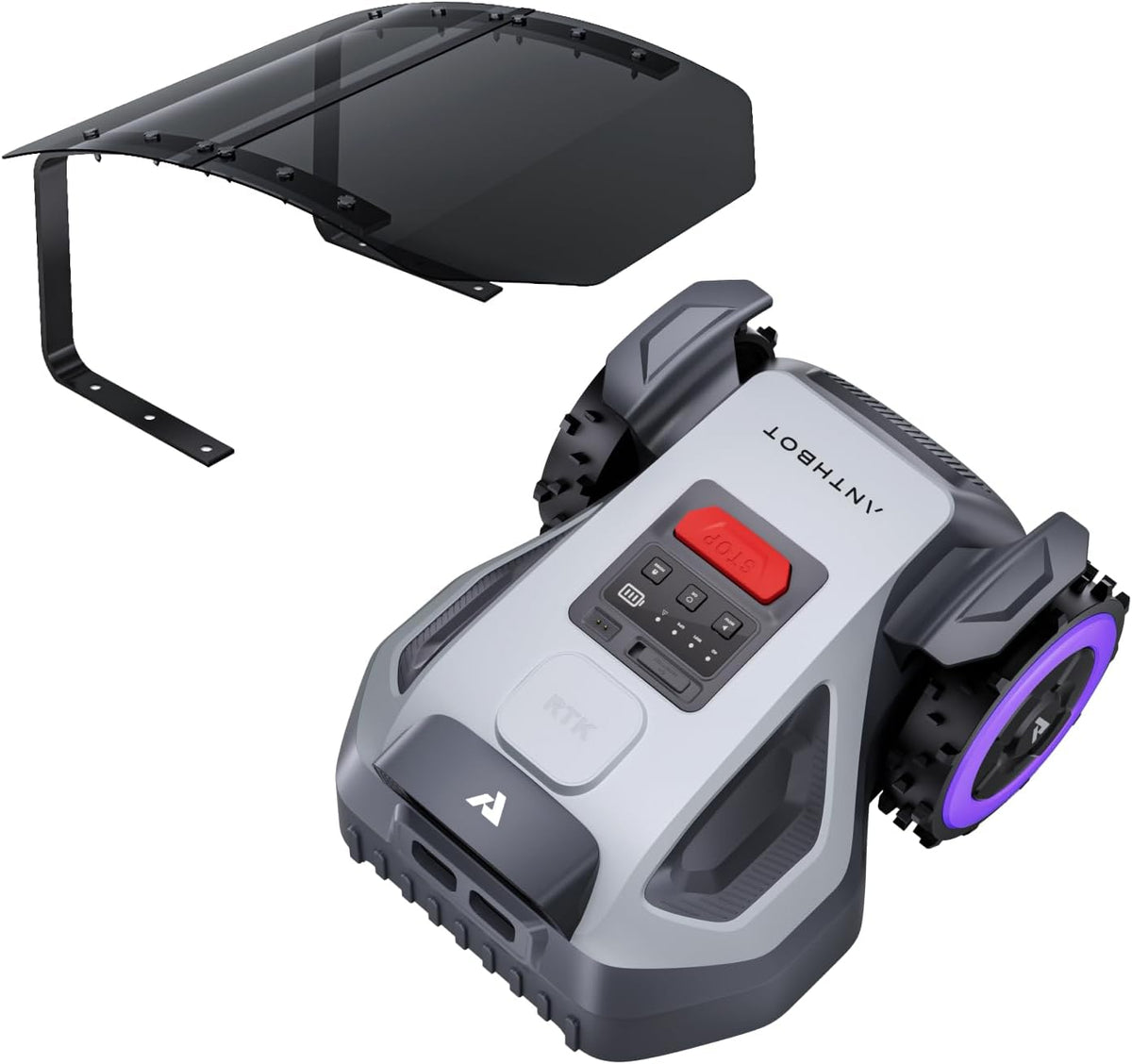 ANTHBOT Tondeuses robot, Gris/Noir, Robot Tondeuse M9 avec abri Anti-Pluie