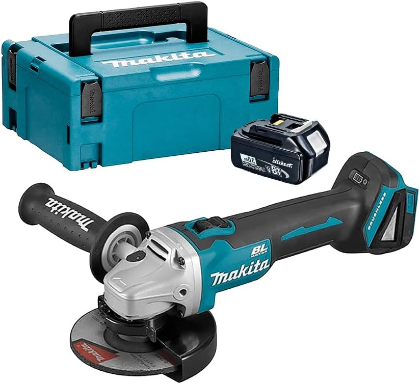 Makita Meuleuses d'angle, 125 mm, 18 V, Bleu/Noir, Meuleuse d'angle LXT + 1x BL1830B + Makpac
