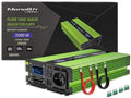 Qoltec onduleur, 2000 W, 12 V, 230 V, Noir/Vert, de Tension pour Voiture avec Chargeur de Batterie UPS, Onde sinusoïdale Pure