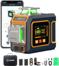 CIGMAN Traceurs de ligne laser, 3x360, Vert, Niveau Laser 360 Autonivelant °, Laser Chantier avec Grand Écran LCD Latéral