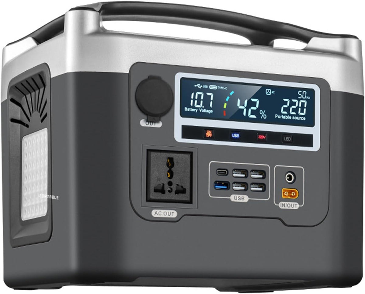 HTDRE Groupes éléctrogènes, 220 V, 800 W, Noir/Gris, Alimentation Mobile, Batterie d'extérieur, Portable, Grande capacité