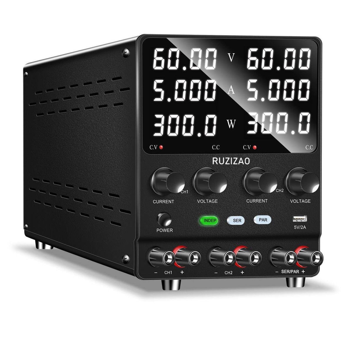 RUZIZAO Blocs d'alimentation, 60 V, Noir/Gris, Alimentation de Laboratoire 5A Double Sortie Alimentation