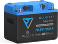 BLUETTI batterie, 12,8 V, 100 Ah, Noir/Bleu, Lithium LiFePO4 pour Moteur de Pêche - avec Bluetooth, BMS Intégré 300A