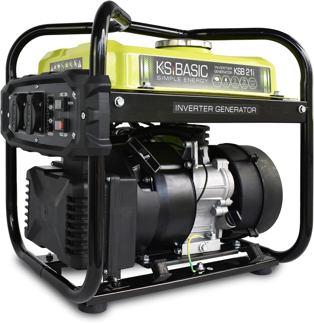 K&S BASIC groupe électrogène, 2000 W, 2 x 16, 230 V, Noir/Gris, KSB 21i Générateur à essence 4 temps 2, 9 CV avec régulateur de tension automatique